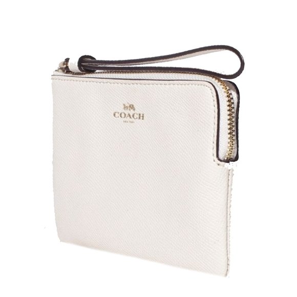Coach Crossgrain Leather Corner Zip Wristlet-Gold/Chalk - Picture 4 of 5